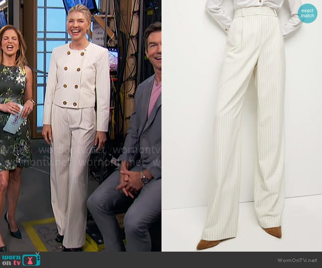 Veronica Beard Heyser Pinstripe Pants worn by Amanda Kloots on The Talk