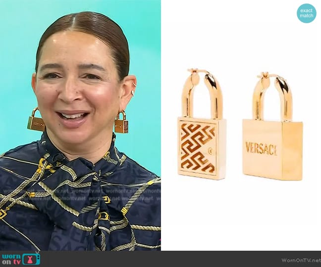 Versace Greca padlock earrings worn by Maya Rudolph on Today