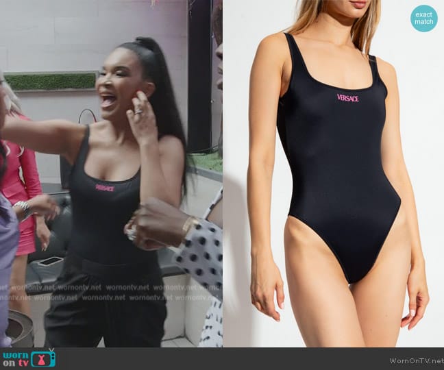 Versace Pink Reversible One-Piece Swimsuit worn by Deborah Williams on The Real Housewives of Potomac