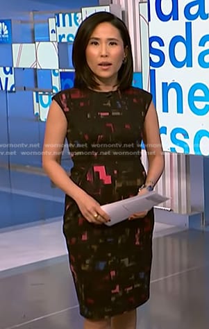 Vicky’s printed cap sleeve sheath dress on NBC News Daily