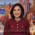 Vicky’s red ribbed button detail top on NBC News Daily