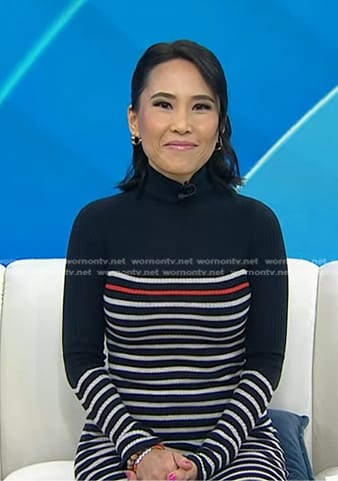 Vicky’s black striped sweater dress on Today