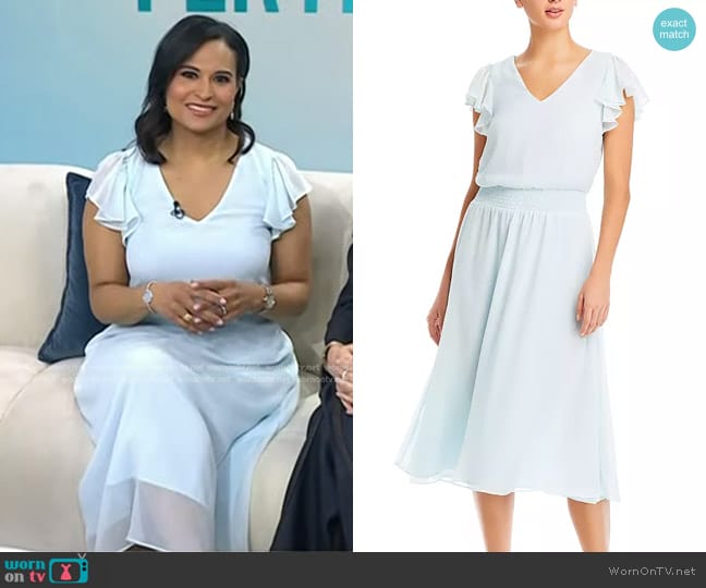 Vince Camuto Flutter Sleeve Midi Dress worn by Kristen Welker on Today