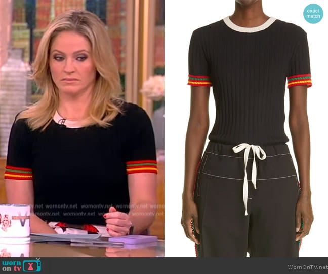 Wales Bonner Saint Ann Rib Short Sleeve Sweater worn by Sara Haines on The View