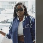 Wendy’s blue varsity jacket and pants on The Real Housewives of Potomac