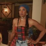 Wickie’s patchwork plaid crop top and shorts on Girls5eva