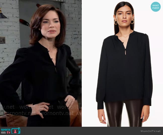 Wilfred at Aritzia Ava Blouse worn by Elizabeth Webber (Rebecca Herbst) on General Hospital