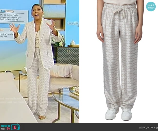 WornOnTV: Tamron’s beige printed blazer and pants on Tamron Hall Show ...