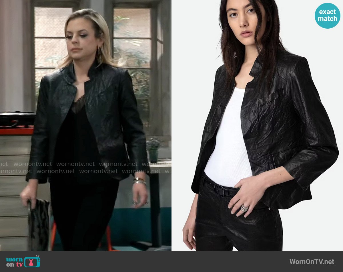 Zadig & Voltaire Verys Leather Jackte worn by Maxie Jones (Kirsten Storms) on General Hospital