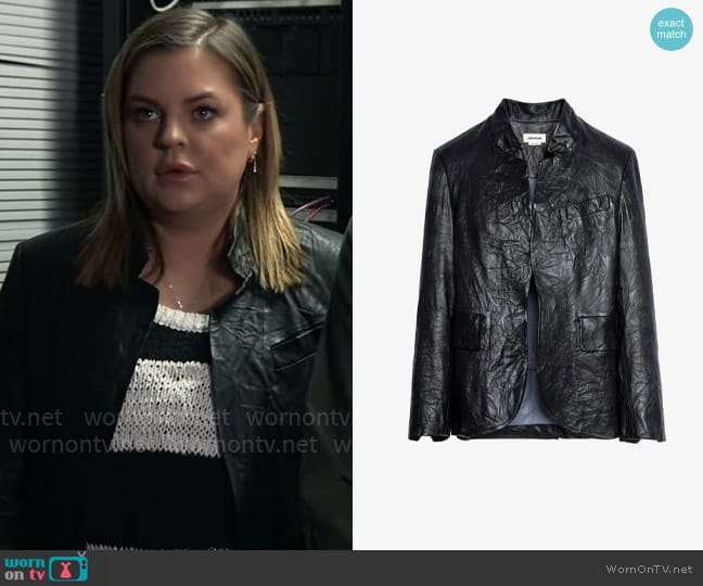 Zadig & Voltaire Verys Leather Jackte worn by Maxie Jones (Kirsten Storms) on General Hospital