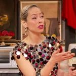 Pilar Valdes’ chain mail sequin mini dress on The Drew Barrymore Show