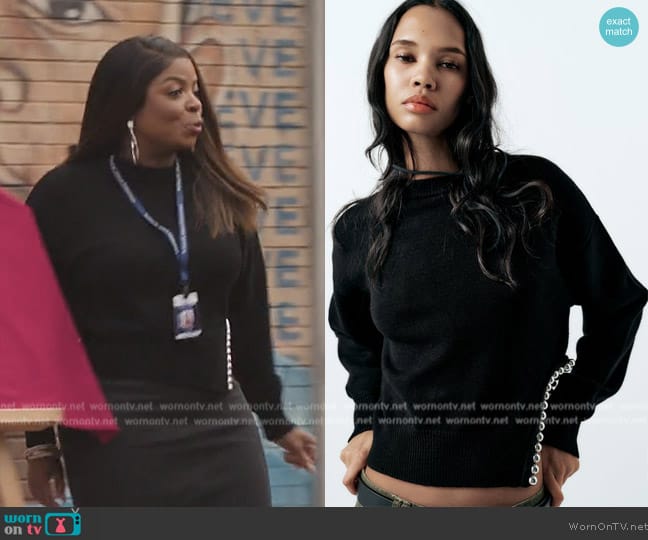 Zara Metal Bead Knit Sweater worn by Ava Coleman (Janelle James) on Abbott Elementary