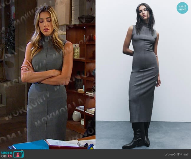 Zara Pencil Dress with Seam Detail - ZW Collection worn by Sloan Peterson (Jessica Serfaty) on Days of our Lives