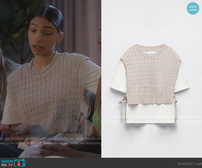 Zara Knit Layered Top worn by Zaara (Tara Raani) on Grown-ish