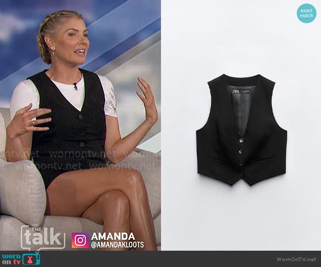 Zara Tailored Short Waistcoat worn by Amanda Kloots on The Talk