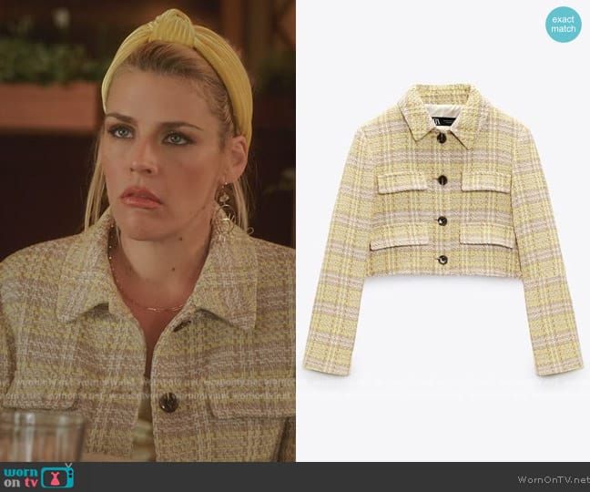 Zara Tweed Yellow Jacket worn by Summer Dutkowsky (Busy Philipps) on Girls5eva