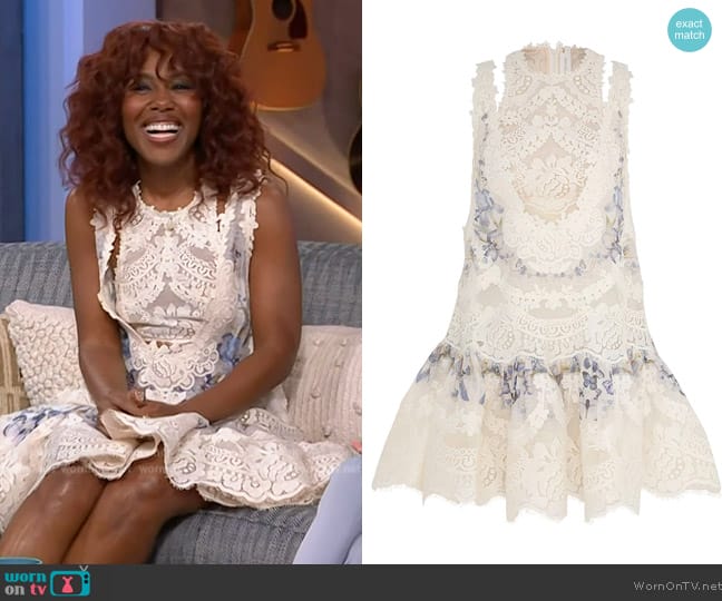 Zimmermann Natura Lace Patch Mini Dress worn by Dewanda Wise on The Kelly Clarkson Show