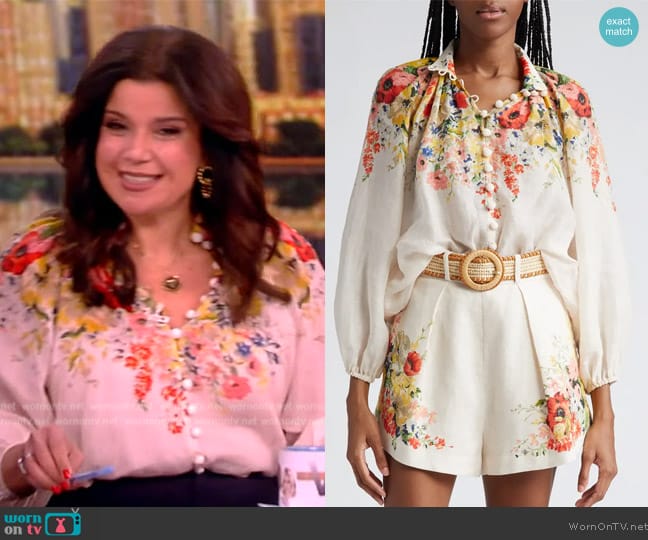 Zimmermann Alight Billow Floral Print Silk Shirt worn by Ana Navarro on The View