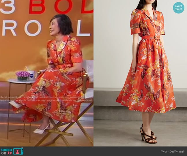 Zimmermann Matchmaker Floral-Print Midi Shirtdress worn by Rosalind Chao on Good Morning America