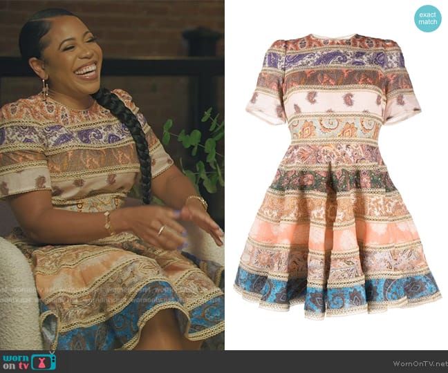 Zimmermann Devi spliced mini dress worn by Lindsey Granger on The Real Housewives of Potomac