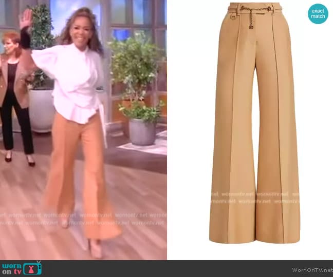 Zimmermann Luminosity Belted Wool-Blend Flare Trousers worn by Sunny Hostin on The View