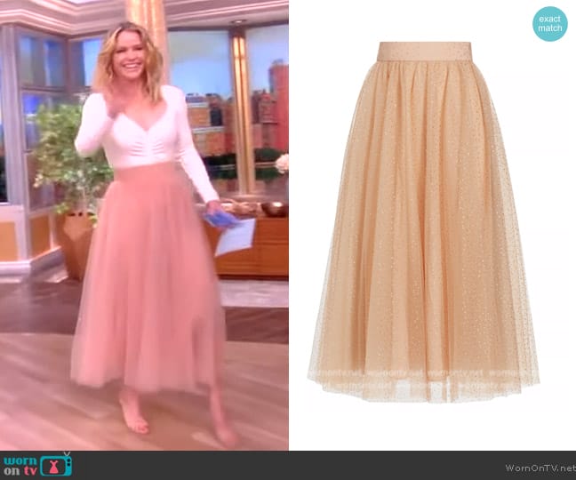 Zimmermann Metallic-Dot Tulle Midi-Skirt worn by Sara Haines on The View