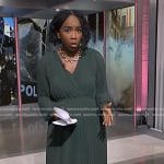 Zinhle’s green pleated handkerchief hem dress on NBC News Daily