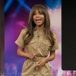 Zuri’s khaki utility romper on Access Hollywood