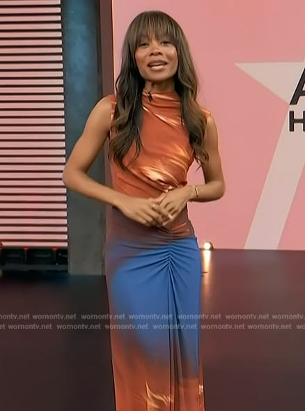 Zuri’s tie dye ruched dress on Access Hollywood