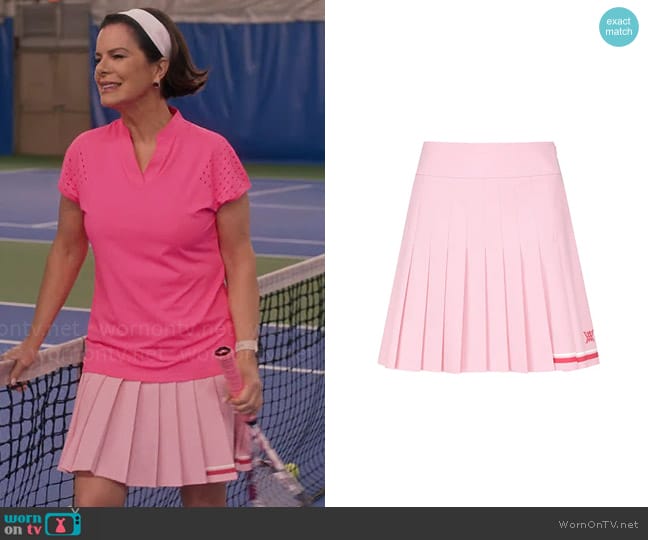 A New Golf USA Logo Band Pleats Skirt in Pink worn by Margaret Wright (Marcia Gay Harden) on So Help Me Todd