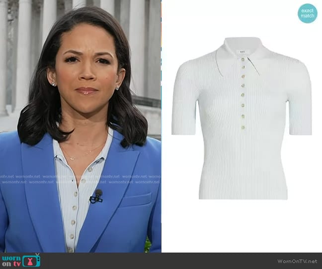 A.L.C. Atlas Ribbed Top in Chelsea Blue worn by Laura Jarrett on Today