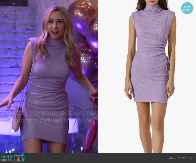 ASTR the Label Side Ruched Cutout Detail Minidress worn by Josslyn Jacks (Eden McCoy) on General Hospital