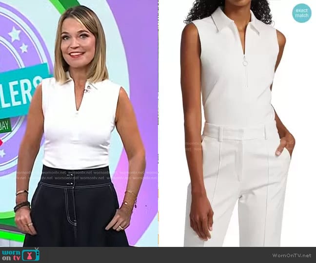 Akris Punto Sleeveless Zip Polo Shirt worn by Savannah Guthrie on Today