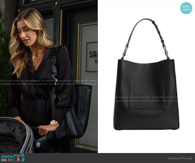 All Saints Captain Large Leather Tote worn by Sloan Peterson (Jessica Serfaty) on Days of our Lives