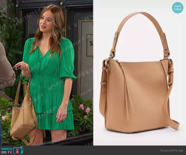 All Saints Kita Leather Crossbody Bag worn by Stephanie Johnson (Abigail Klein) on Days of our Lives