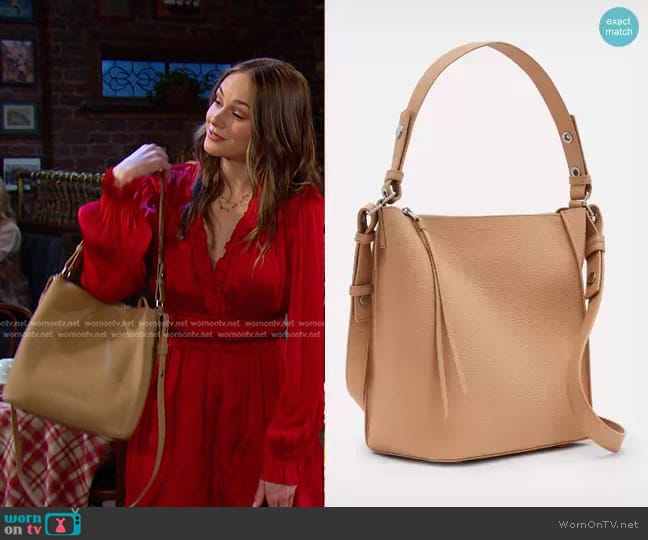 All Saints Kita Leather Crossbody Bag worn by Stephanie Johnson (Abigail Klein) on Days of our Lives