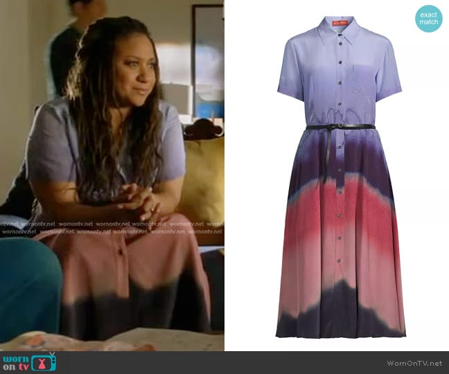 Altuzarra Kiera Dyed Silk Midi-Dress in Orseille Landscape worn by Karen Wilson (Tracie Thoms) on 9-1-1