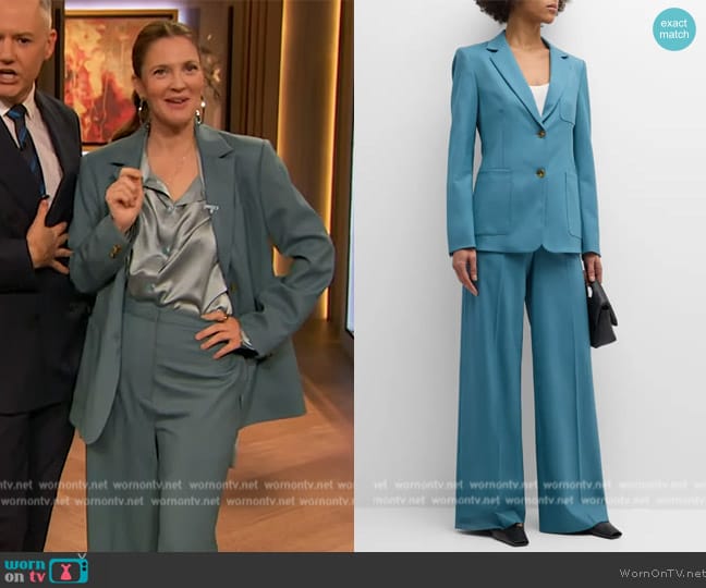 Argent Single-Breasted Seasonless Wool Blazer worn by Drew Barrymore on The Drew Barrymore Show