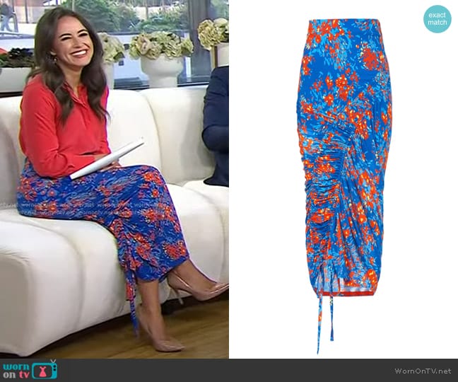 Atlein Collective Floral Skirt in blue worn by Kaylee Hartung on Today