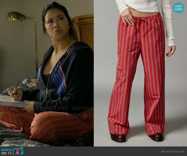 Nell’s red striped pants on Not Dead Yet