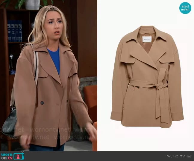 Babaton at Aritzia Capital Trench worn by Josslyn Jacks (Eden McCoy) on General Hospital