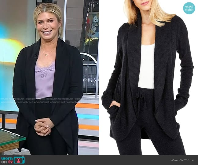 Barefoot Dreams Cozychic Lite Circle Cardigan in Black worn by Jill Martin on Today