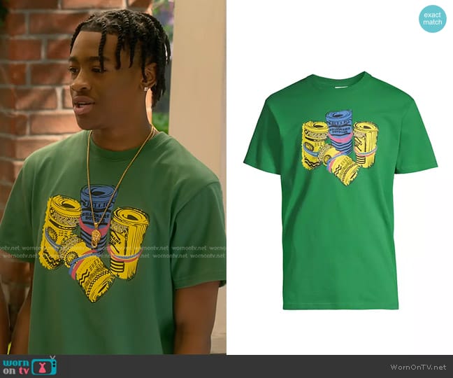 Billionaire Boys Club Bundles Short-Sleeved Crewneck T-Shirt worn by Kelvin Upshaw (Diamond Lyons) on The Upshaws