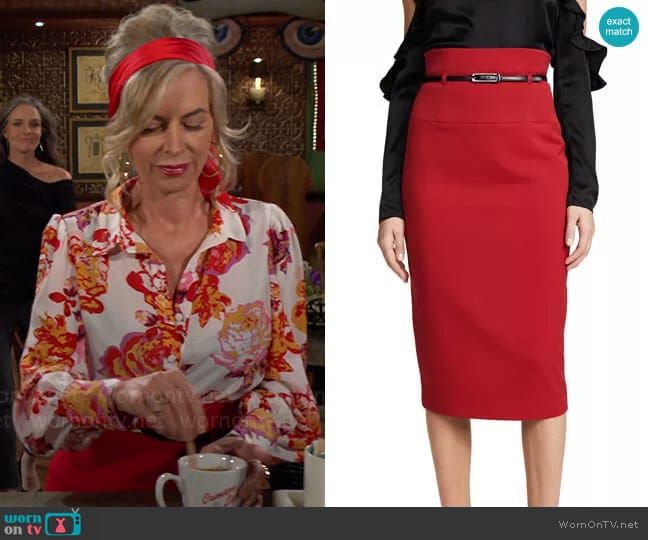 Black Halo High Waisted Pencil Skirt worn by Ashley Abbott (Eileen Davidson) on The Young and the Restless