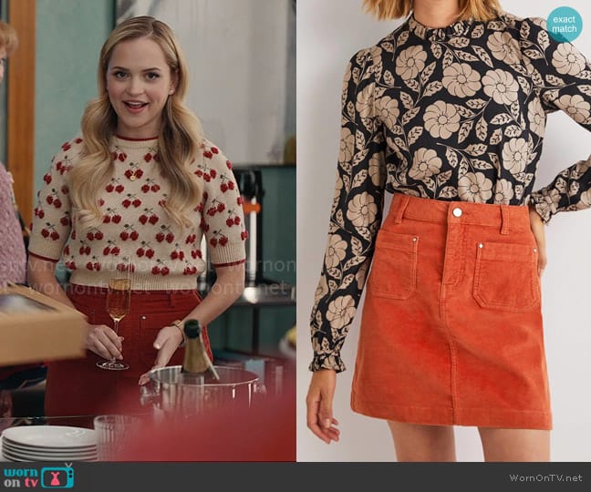 Boden Corduroy Mini Skirt worn by Ainsley (Stephanie Styles) on Loot