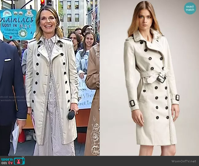 Burberry Gabardine Rope Trim Trench Coat worn by Savannah Guthrie on Today