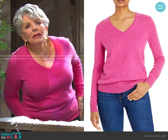 C by Bloomingdale's Cashmere V-Neck Cashmere Sweater worn by Julie Olson Williams (Susan Seaforth Hayes) on Days of our Lives