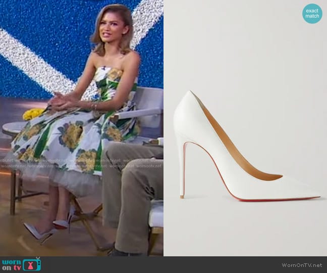 Christian Louboutin Kate 100 Leather Pumps worn by Zendaya on Good Morning America