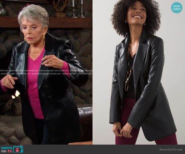 Chico's Faux Leather Blazer worn by Julie Olson Williams (Susan Seaforth Hayes) on Days of our Lives