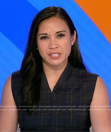 Christiane Cordero’s plaid v-neck dress on Good Morning America